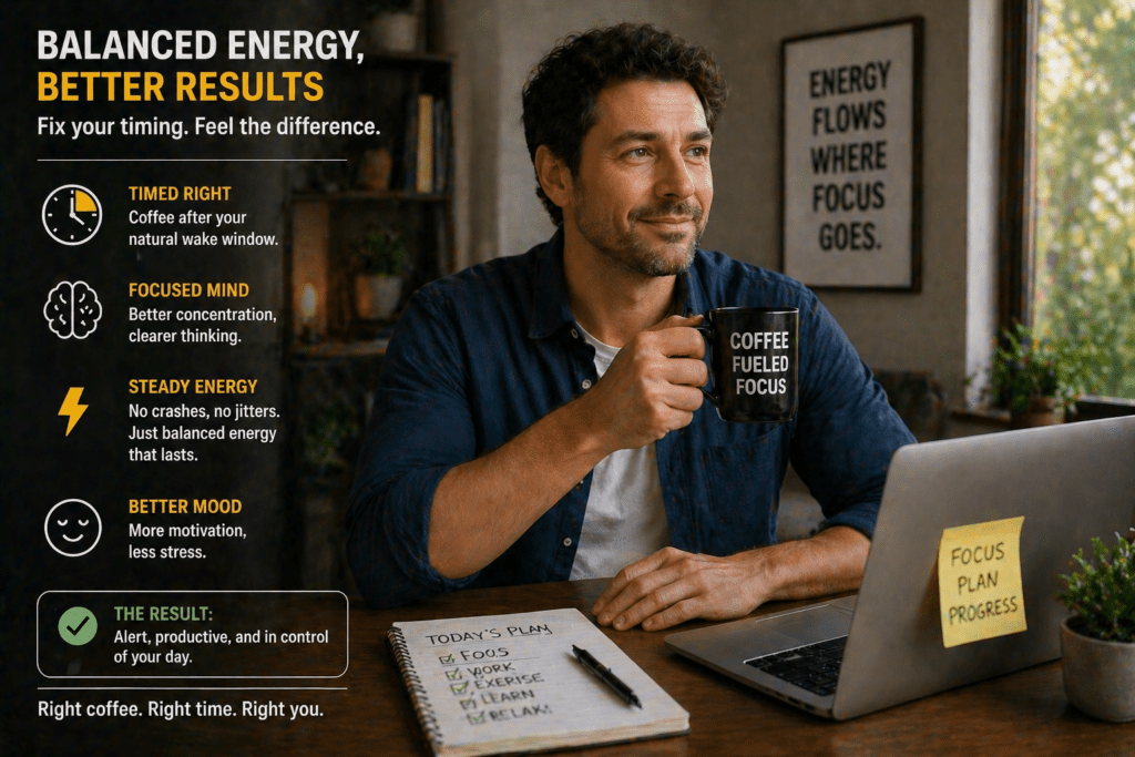 feeling alert and balanced after fixing coffee timing