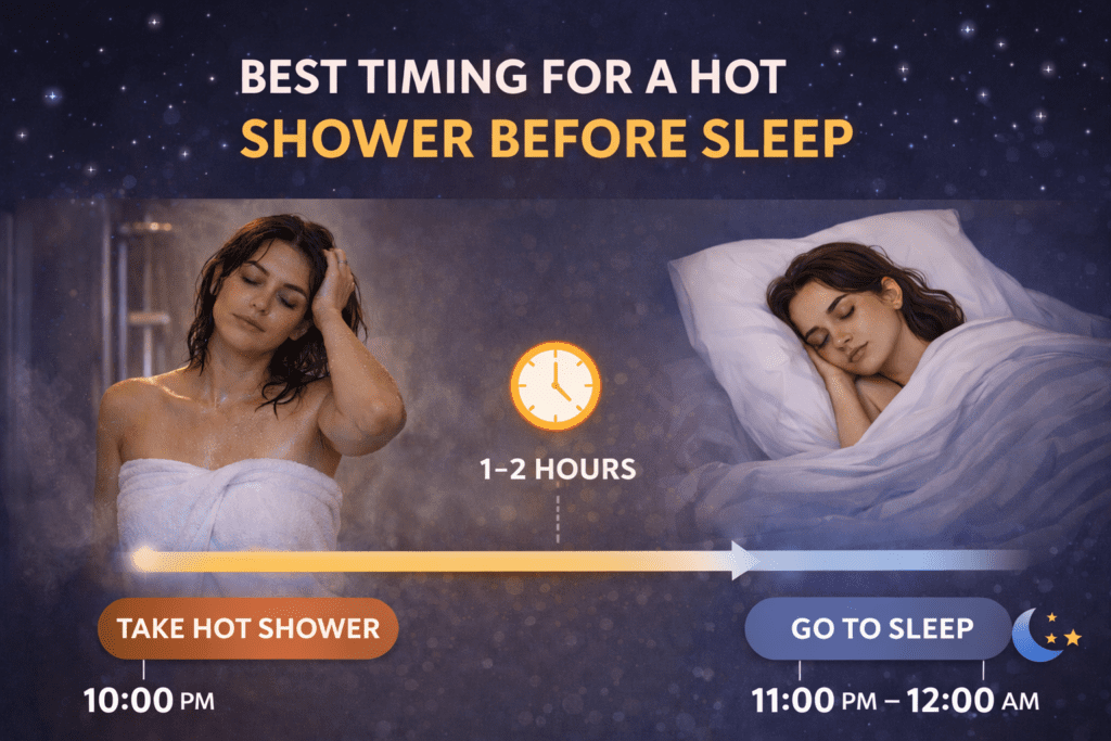 Best timing for taking a hot shower before sleep