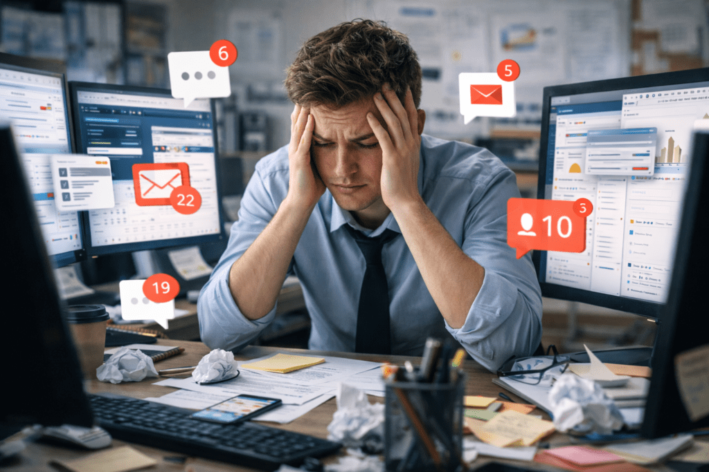 environment causing mental fatigue and cognitive overload