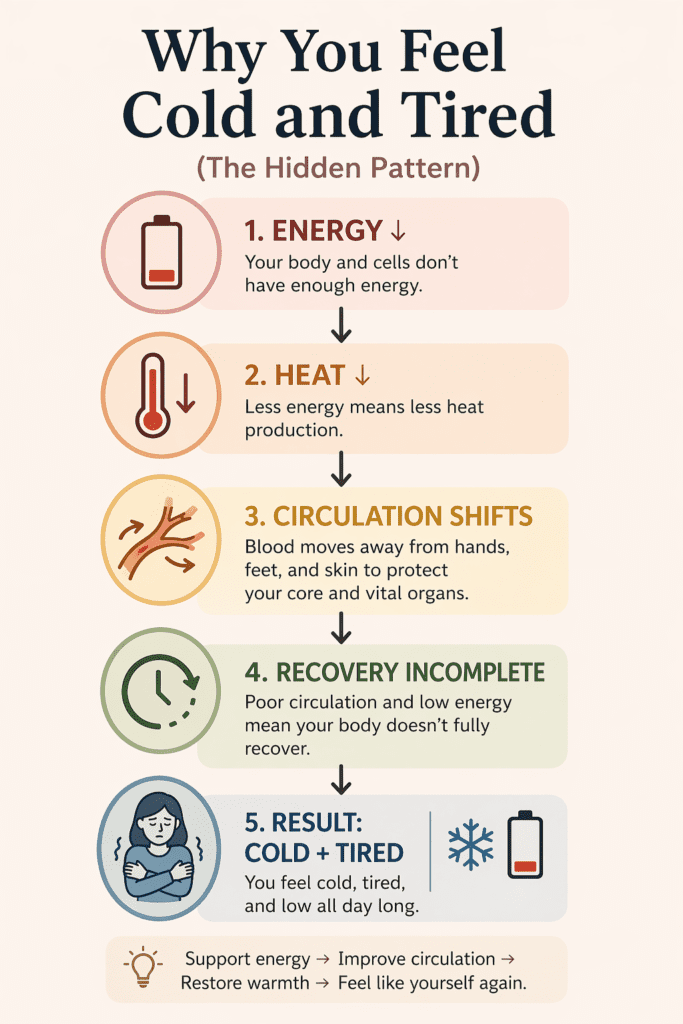 infographic showing how low energy leads to feeling cold and tired