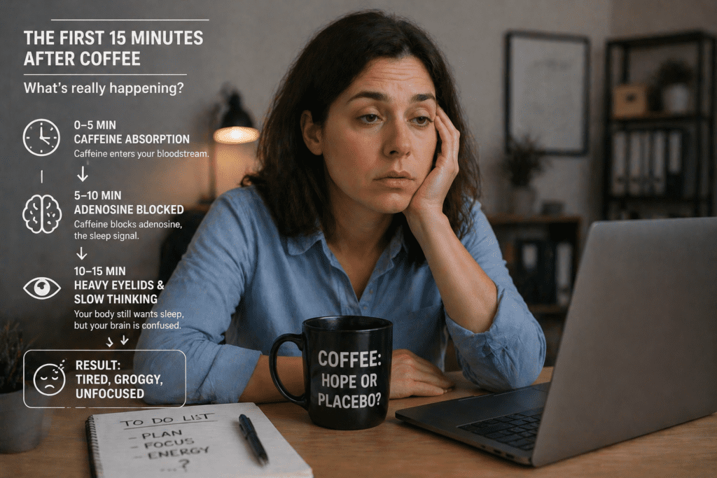 heavy eyelids and slow thinking after drinking coffee