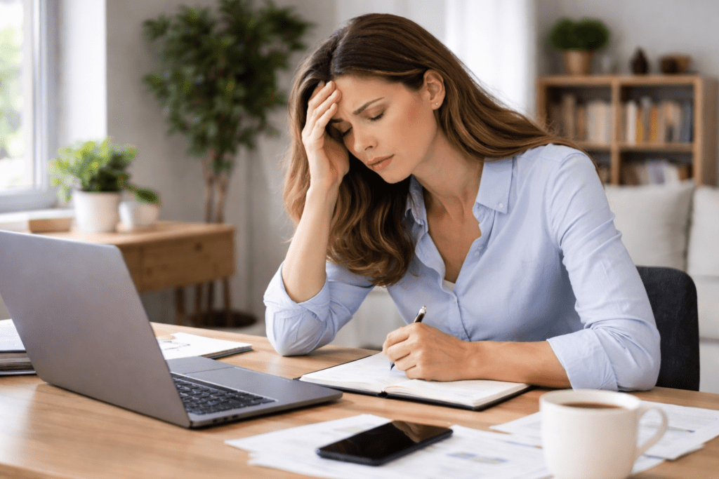 Woman experiencing mental fatigue due to low daytime energy