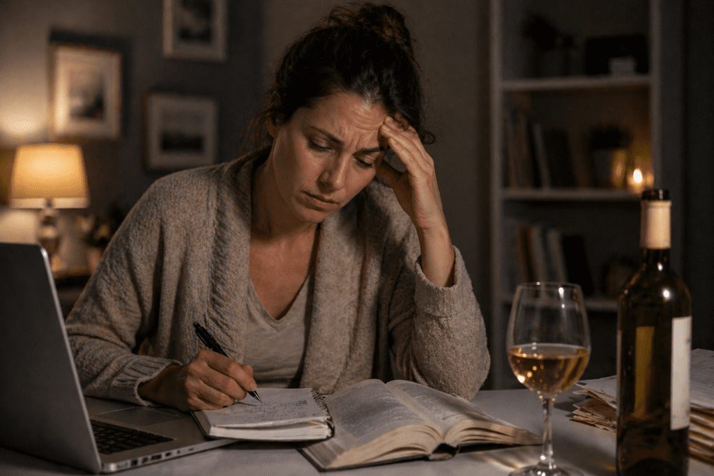 woman struggling with focus after alcohol