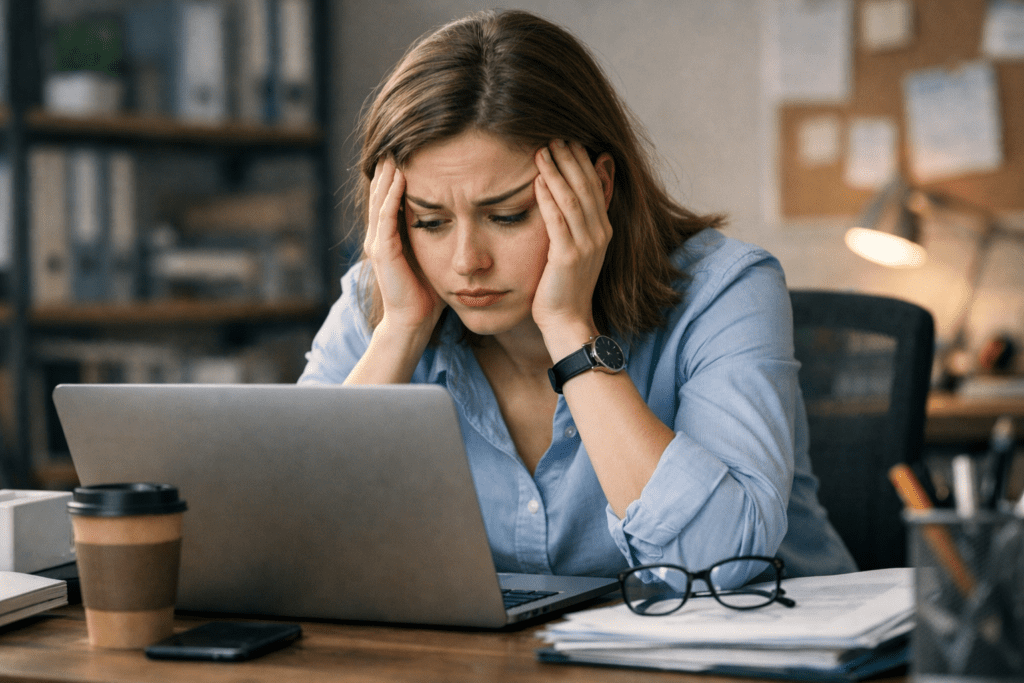 mental fatigue from overthinking at desk