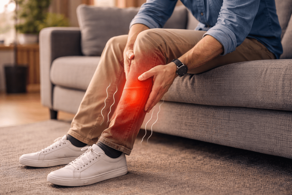 Person experiencing heaviness in one leg