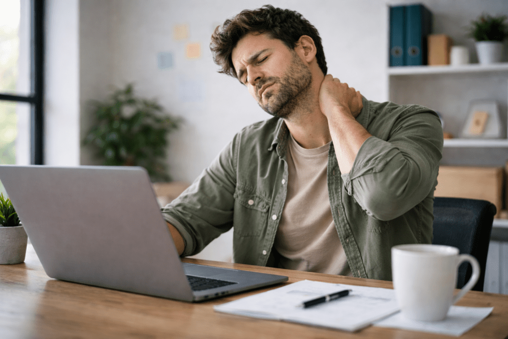 poor posture causing fatigue and heavy eyes