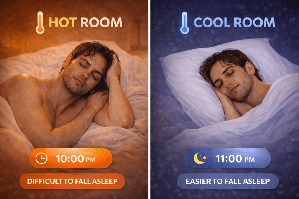 How room temperature affects sleepiness after a hot shower
