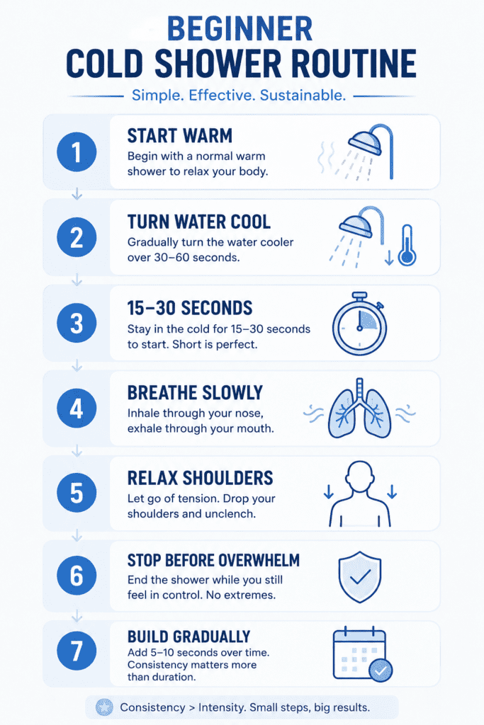 beginner cold shower routine step by step