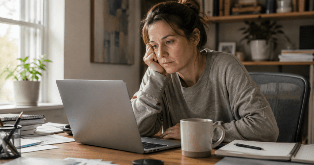 brain fog after bad sleep while working on laptop