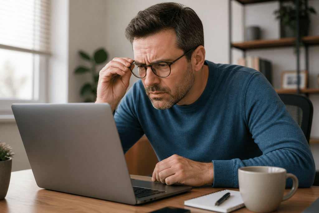 close focus causing eye strain during laptop work