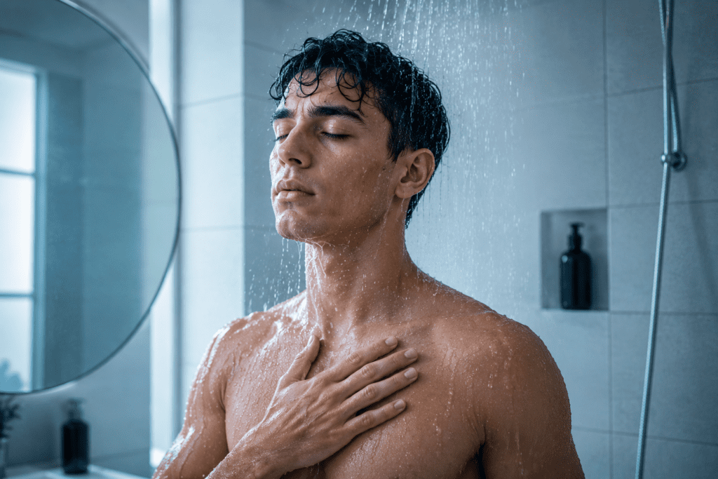 controlling breathing during a cold shower