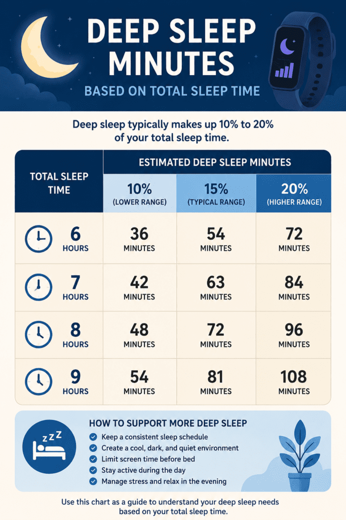 deep sleep minutes chart by total sleep time