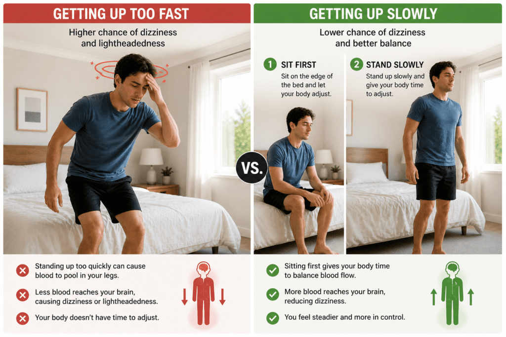 fast vs slow standing effect on dizziness