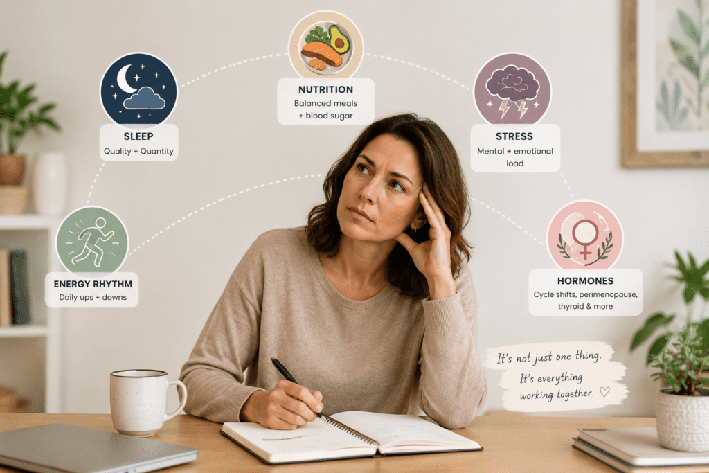 female energy systems linked to tiredness and low energy