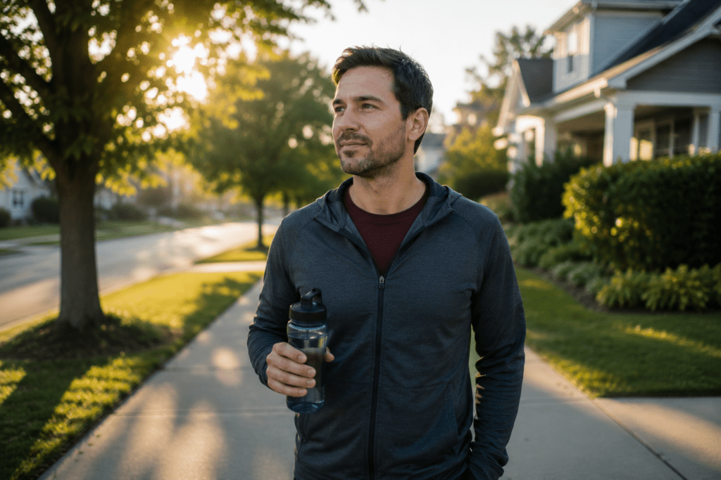morning walk helping brain fog recovery after lack of sleep