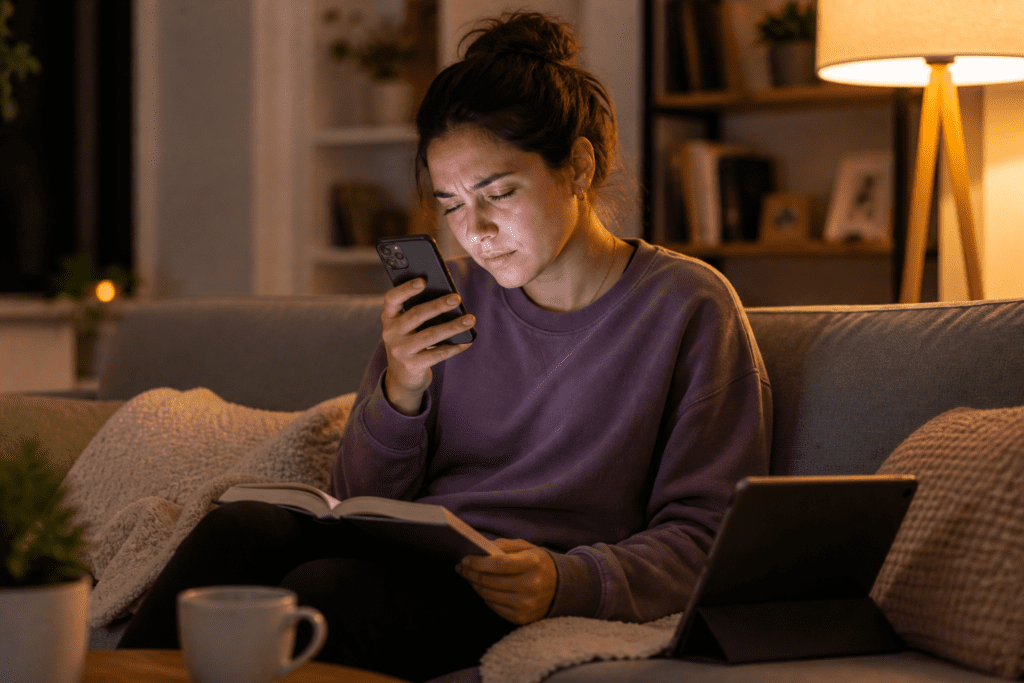 phone scrolling and reading causing eye strain
