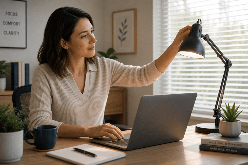 reducing screen glare and lighting for eye strain relief