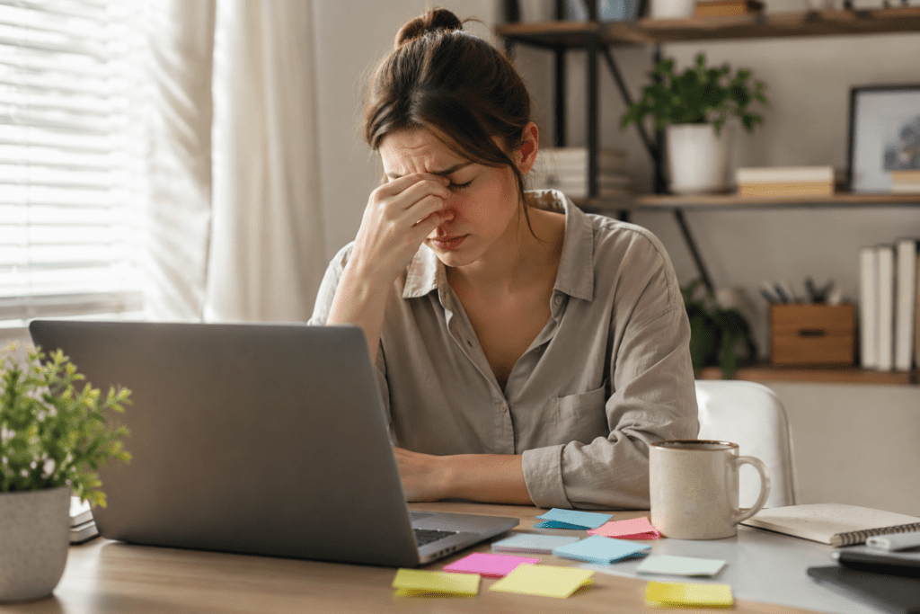 woman showing signs she may need more sleep during work