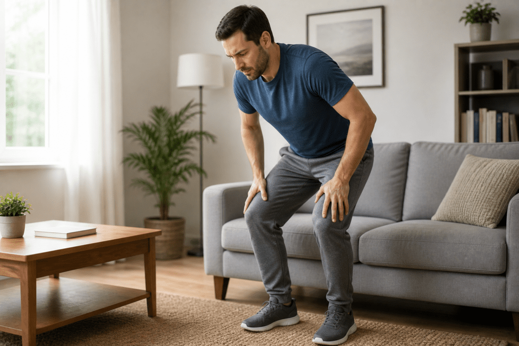 standing slowly to prevent dizziness before walking