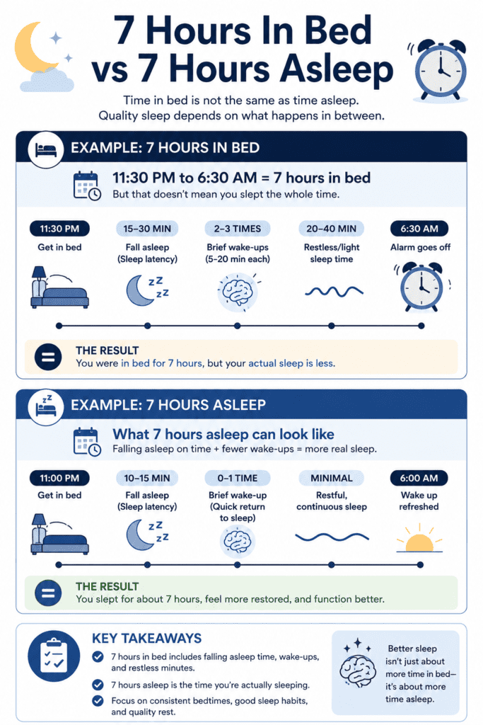 seven hours in bed versus seven hours asleep comparison