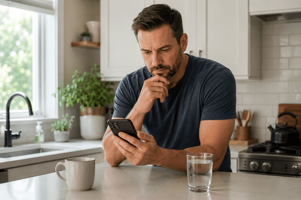 man comparing seven hours versus eight hours of sleep